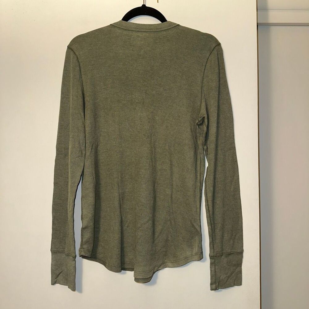 Aerie Women’s XL Henley Shirt Long Sleeve Thermal Waffle Olive Green EUC - Picture 5 of 9